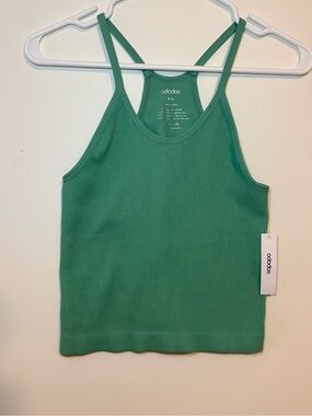 Ododos Ribbed Green Tank Top with Thin Straps
